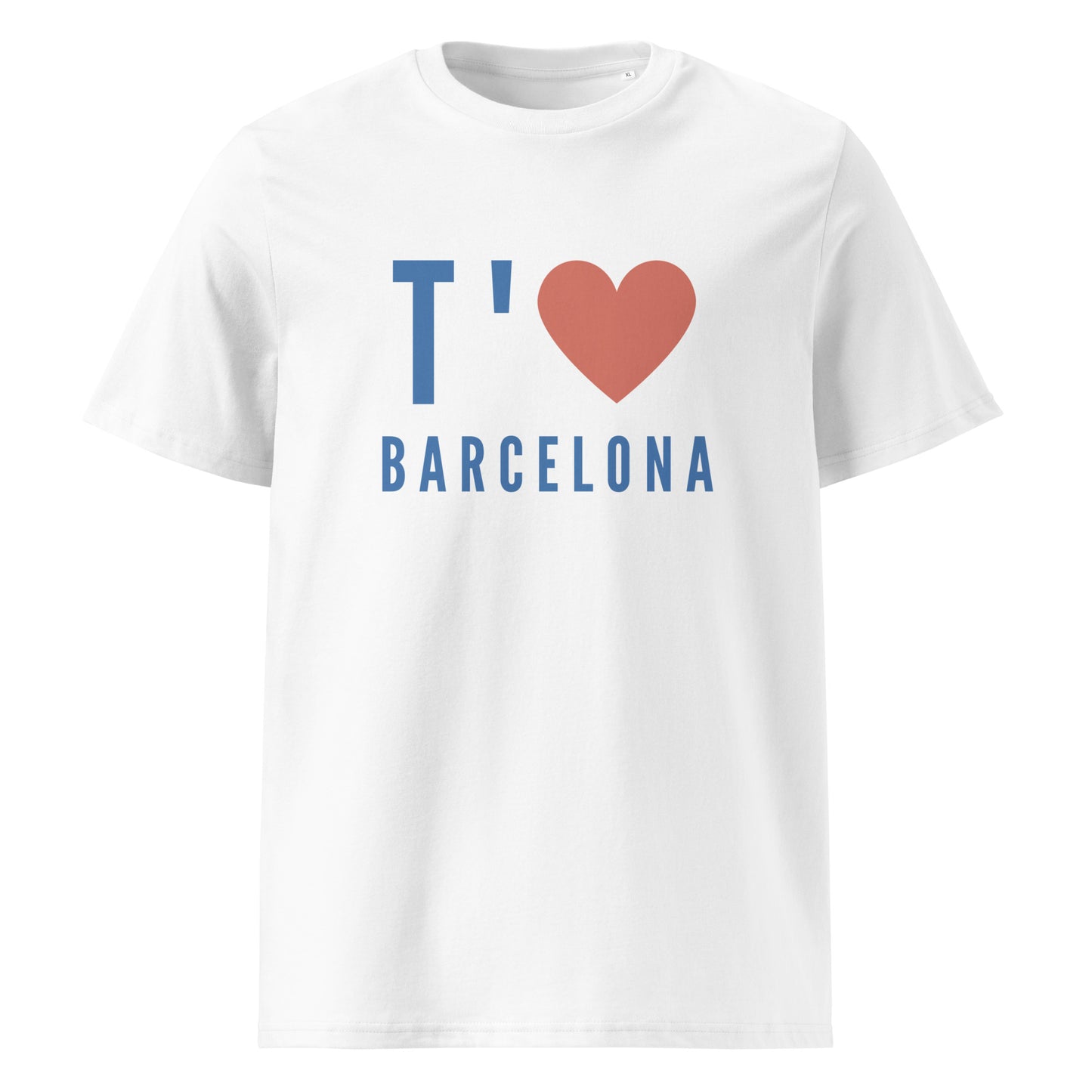Samarreta unisex amb el text «T'♥️ BARCELONA», disseny minimalista Catalan Words.