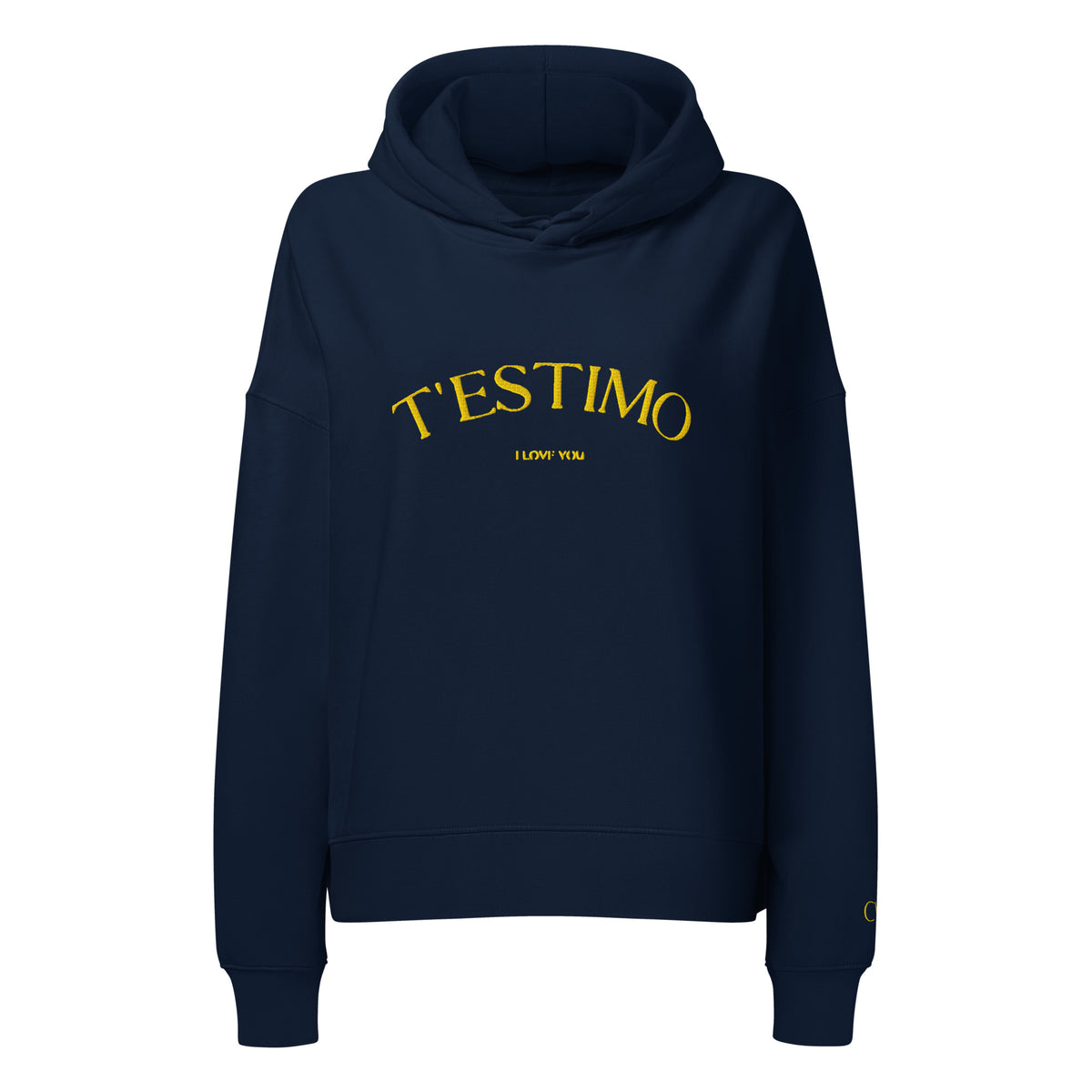Dessuadora amb caputxa T'estimo dona Catalan Words