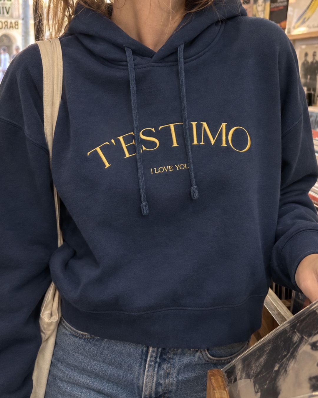 Dessuadora amb caputxa T'estimo dona Catalan Words
