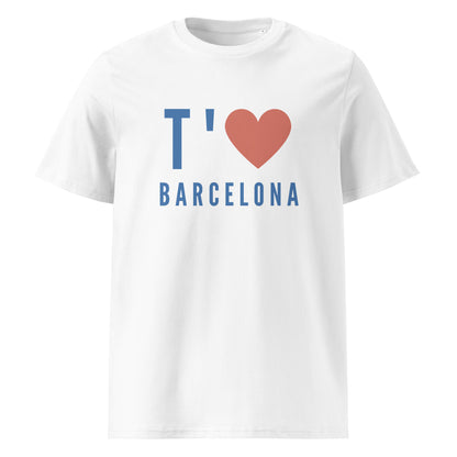 Samarreta unisex amb el text «T'♥️ BARCELONA», disseny minimalista Catalan Words.


